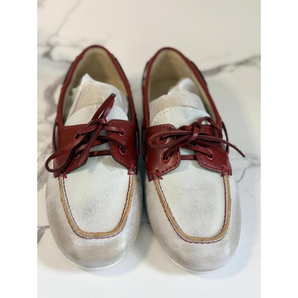 Nine West Yacht Boat Shoes (Women) Size 8 Color: White/Red-Brown